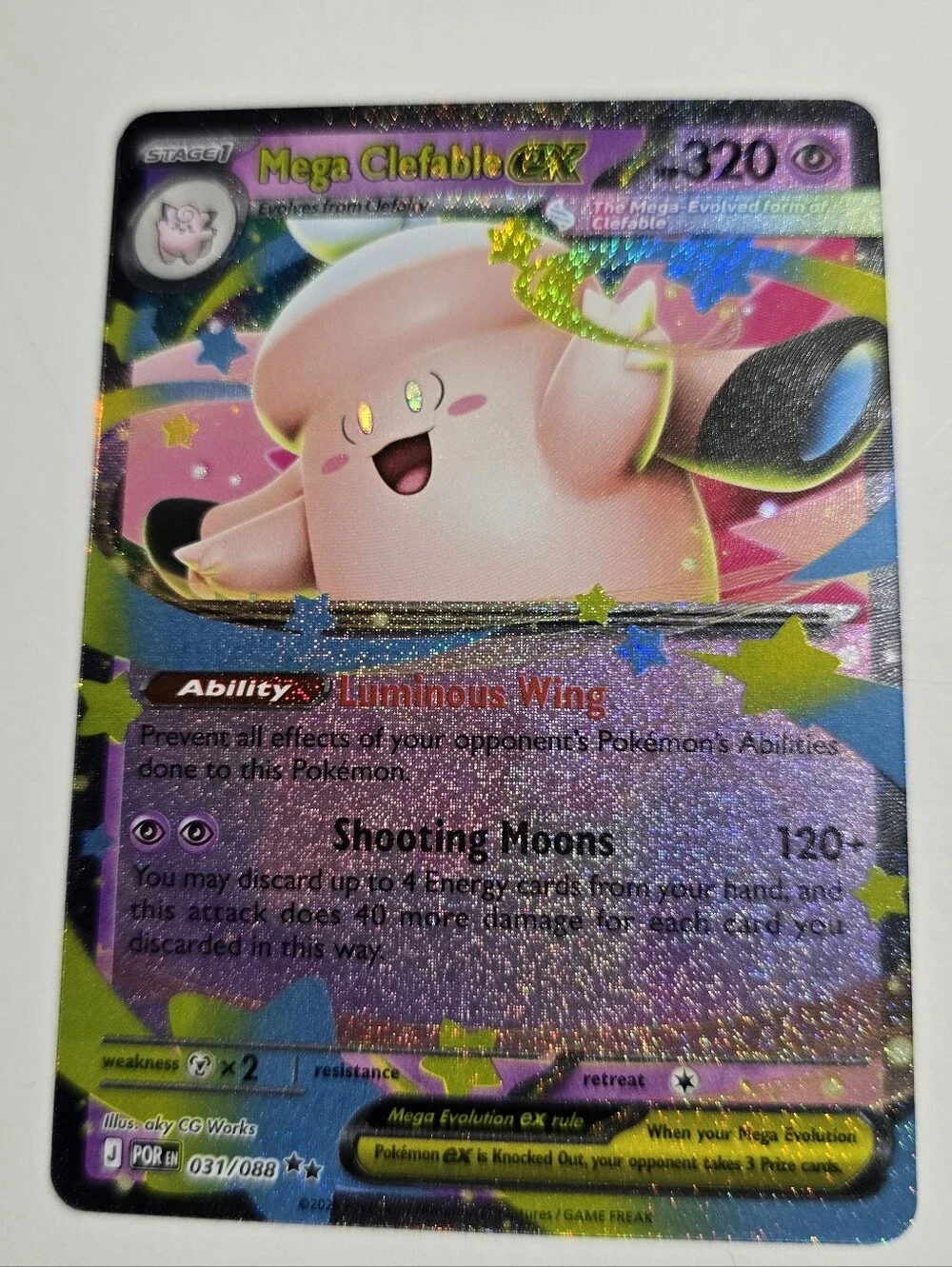 ​Pokemon Mega Clefable ex 031/088 Double Rare Perfect Order ME03 Holo Pack Fresh